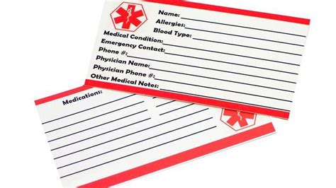 pin  amber leitzke  dorest medical emergency card id card