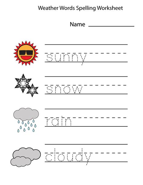 kindergarten worksheets  weather