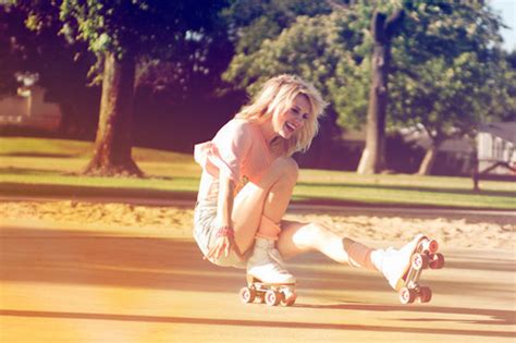 blonde crazy girl hair roller skates image 408521 on