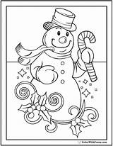 Coloring Snowman Christmas Pages Sheet Printable Hat Print Cane Getdrawings Simple Colorwithfuzzy Scarf sketch template