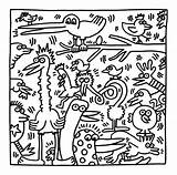 Haring Coloring Coloriages Bonhomme Intelligent Justcolor Graffiti sketch template