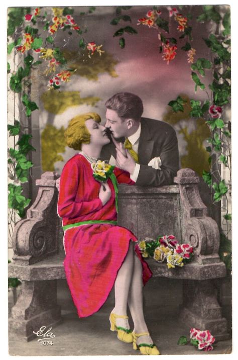 Vintage Romance Postcard French Kissing Couple Postcard Etsy