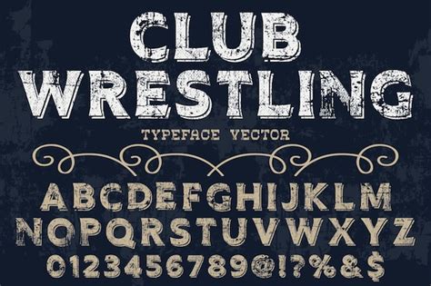premium vector  style font label design club wrestling