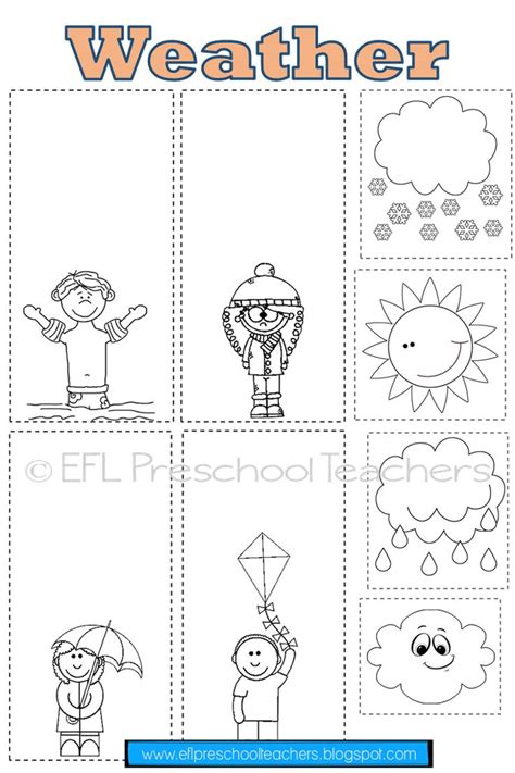 kindergarten cut  paste weather worksheets weather names