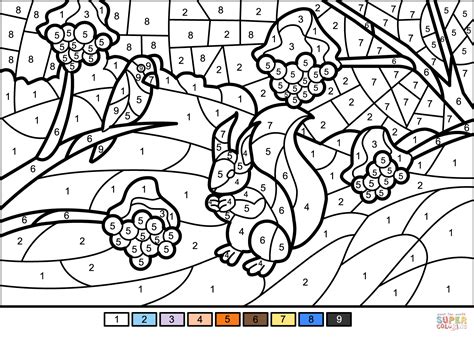 winter scene color  number  printable coloring pages