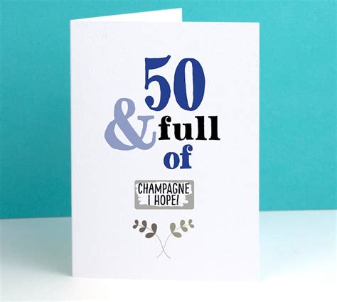 50th Birthday Card 50 And Full Of Rude Sarcastic Humorous 50th Etsy