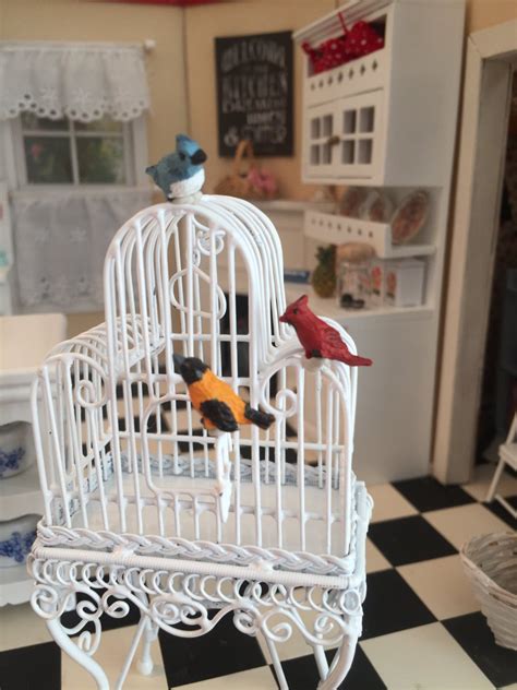 miniature bird figurines song birds  pc set dollhouse miniatures  scale mini cardinal
