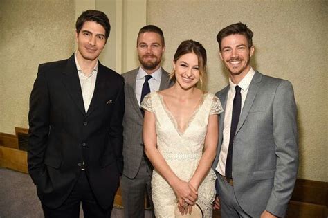 Brandon Routh Melissa Benoist Grant Gustin And Stephen Amell Cw