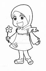 Muslim Girl Coloring Ana Cartoon Pages Template Sketch sketch template