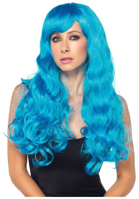 Neon Blue Straight Wig Women S Colorful Costume Wigs