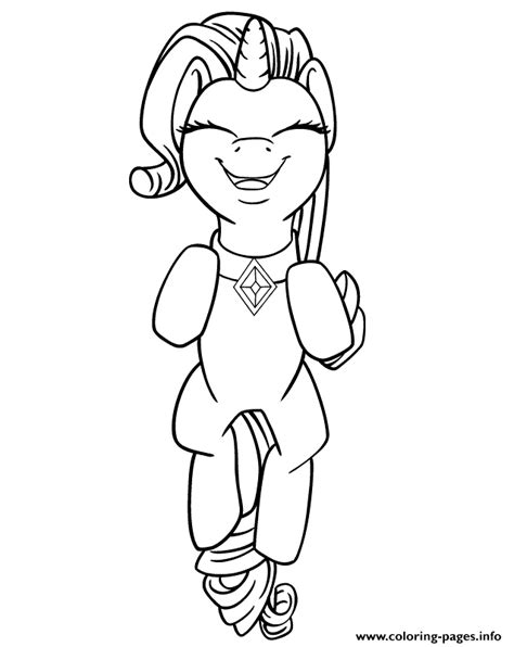 happy   pony rarity unicorn smiling coloring page printable