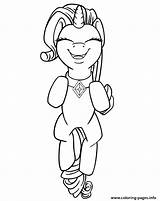 Rarity Coloring Pony Little Unicorn Pages Smiling Happy Printable sketch template