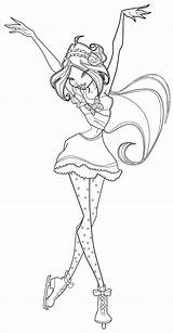 Winx Flora Coloring Pages Fairy Print sketch template