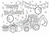 Birthday Happy Coloring Pages Printable Cards Tractor Boys Kids Dad Card Color Etsy Boy Print Grandpa Ausmalbilder Vehicles Name Open sketch template