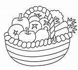 Basket Vegetable Coloring Drawing Vegetables Kids Fruits Pages Fruit Healthy Color Veg Printable Colouring Bowl Adult Drawn Food Pencil Getdrawings sketch template