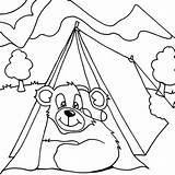 Coloring Camping Tent Pages Bear Printable Getcolorings Print Color sketch template