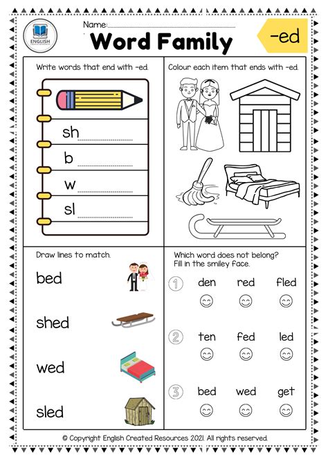 word family worksheets part  english created resources
