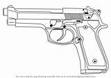 9mm Pistol Drawing Beretta M9 Draw Step sketch template