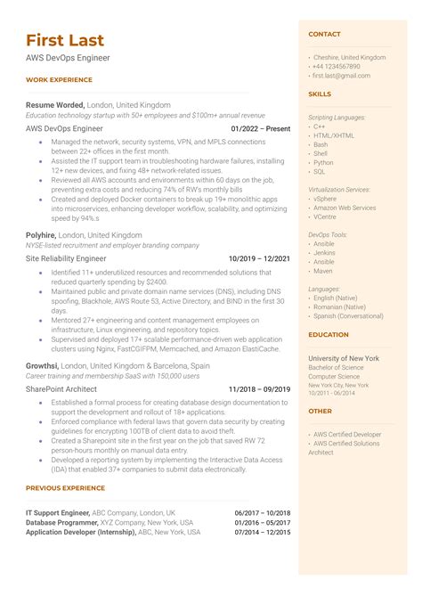 aws resume examples   resume worded