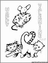 Coloring Valentine Cats Pages Kids Printable Fun Color sketch template