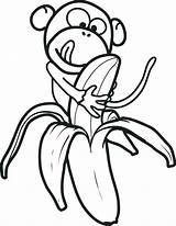 Banana Coloring Monkey Pages Fruit Kids sketch template