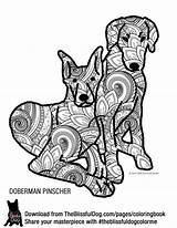 Coloring Doberman Dog Pages Pinscher Adult Book Dogs Theblissfuldog sketch template