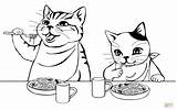 Coloring Cats Eating Noodles Pages Cat Drawing Printable Categories sketch template