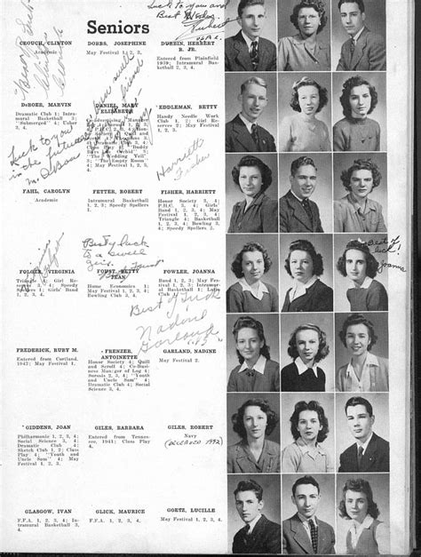 Columbus High School Chs 1943 Yearbook Log Seniors Columbus Indiana