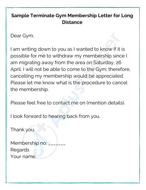 terminate gym membership letter format samples examples