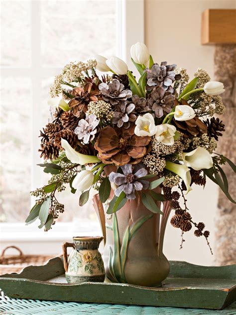 decorate home interior  faux flowers   winter winter flower