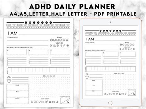 adhd calendar designs graphics