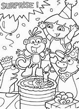 Dora Explorer Coloring Printable Boots Birthday Surprise Cake Isa Benny Pages Print Happy Kids Colouring Sheets Party Ecoloringpage Sheet Bday sketch template