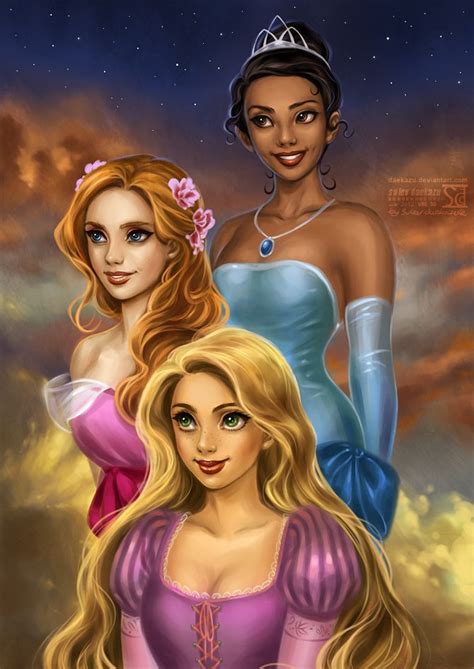 disney s gals tiana giselle and rapunzel by daekazu on