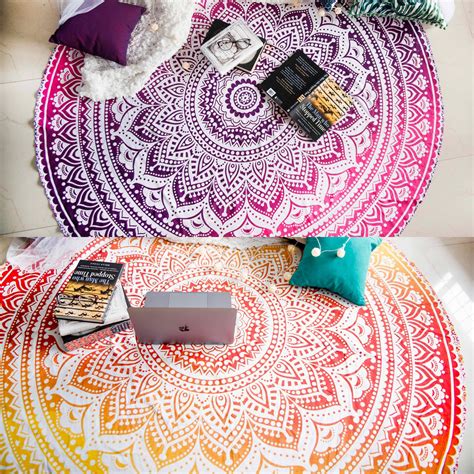 set of 2 round beach blanket or mandala tapestry hippie indian picnic