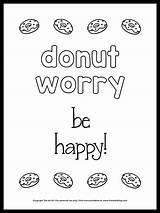 Coloring Donut Worry Happy Printable Cute Comment Leave sketch template