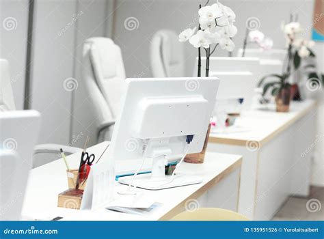 empty modern office call center photo  copy space stock photo image  empty corporate
