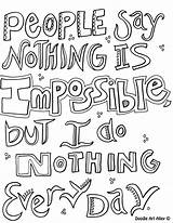 Coloring Pages Quote Quotes Doodle Pooh Winnie Color Nothing Impossible Printable Alley Words Inspirational Colouring Adult Do Say People But sketch template