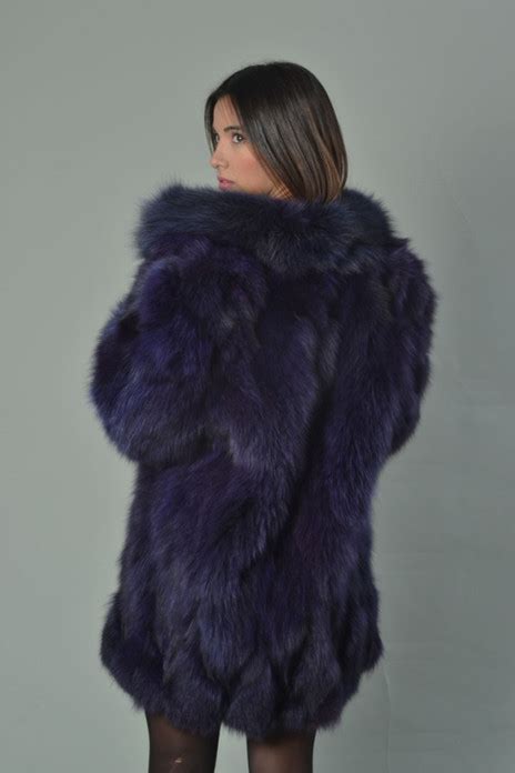 purple fox fur coat  halfskins