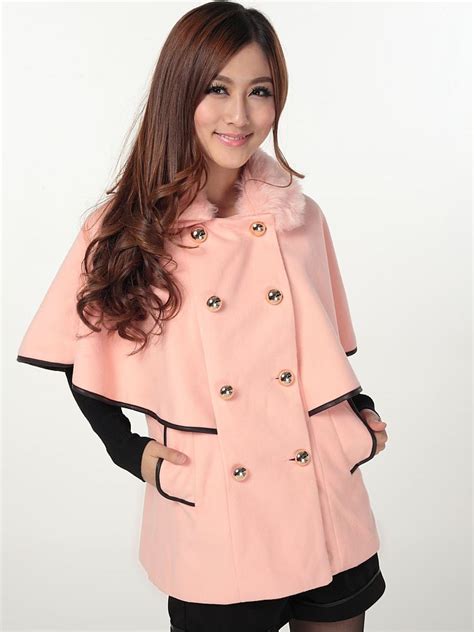salable double breasted cloak style woolen coat