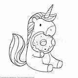 Unicorn Coloring Pages Donut Cute Eating Donuts Printable Animal Colorat Mermaid Easy Cartoon Kids Adults Instant Drawing Coloringbook Girls Getcoloringpages sketch template