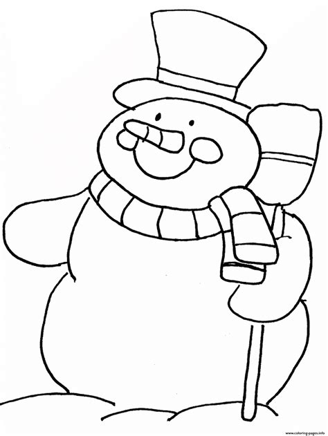winter smiling snowman  coloring page printable