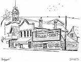 Town Western Old Drawing Coloring Sketch Template sketch template