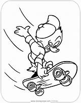Coloring Dewey Ducktales Pages Disneyclips Skateboarding sketch template