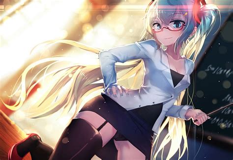 1920x1080px 1080p Free Download Hatsune Miku Glasses Skirt Anime