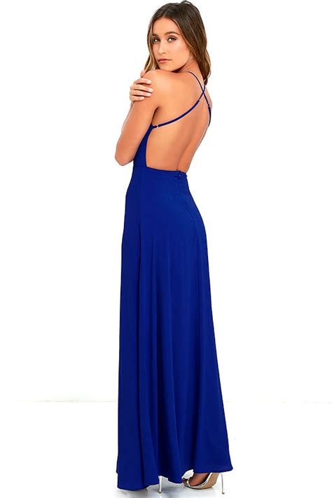 Maxi Dress Royal Blue Dress Backless Dress 64 00