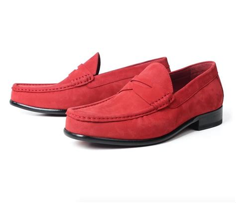 red suede slip  red suede bespoke shoes shoes