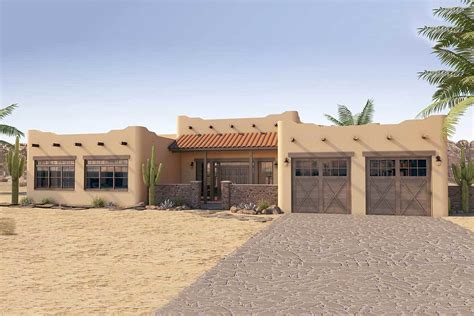 adobe style house plan  icf walls mg architectural designs house plans