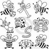 Insects Coloring Insect Kids Drawing Clipart Stock Royalty Pages Cartoon Vector Drawings Color Bee Gut Book Illustration Draw Children Sheet sketch template