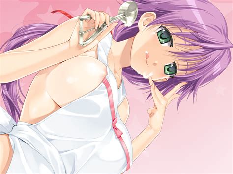 Hot Purple Hair Apron And Ice Cream Scoop001 Anime Girls