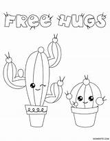 Cactus Coloring Pages Kids Printable Hugs Mombrite Dare Different Sharp Emoji Hug Stick Looking sketch template